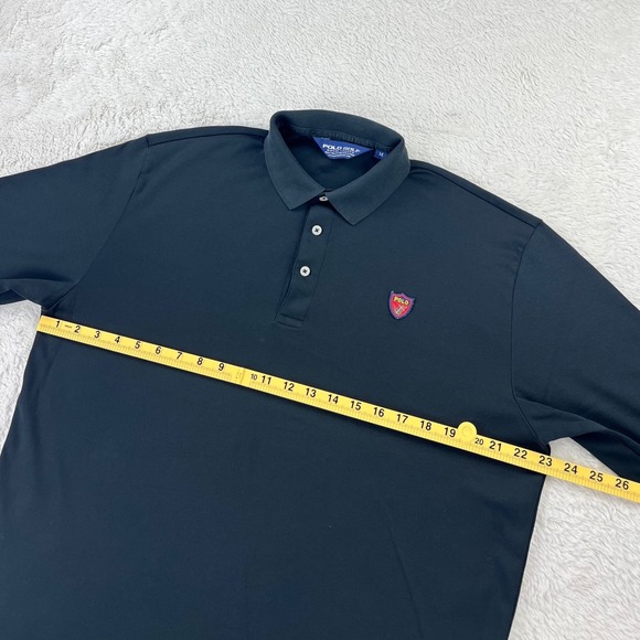 Vintage Polo Golf Ralph Lauren Shirt Men's MEDIUM Black Long Sleeve Pima Crest - Picture 6 of 8